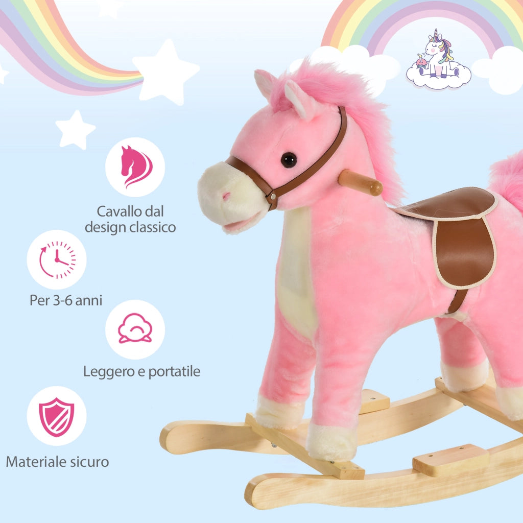 Cavallo a Dondolo Bambini con Suoni ¨C Zephmum ¨C Rosa