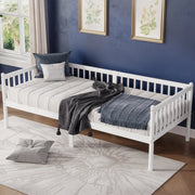 Letto singolo daybed 90x200 cm con sponde su 3 lati e 14 doghe bianco HOMVRA
