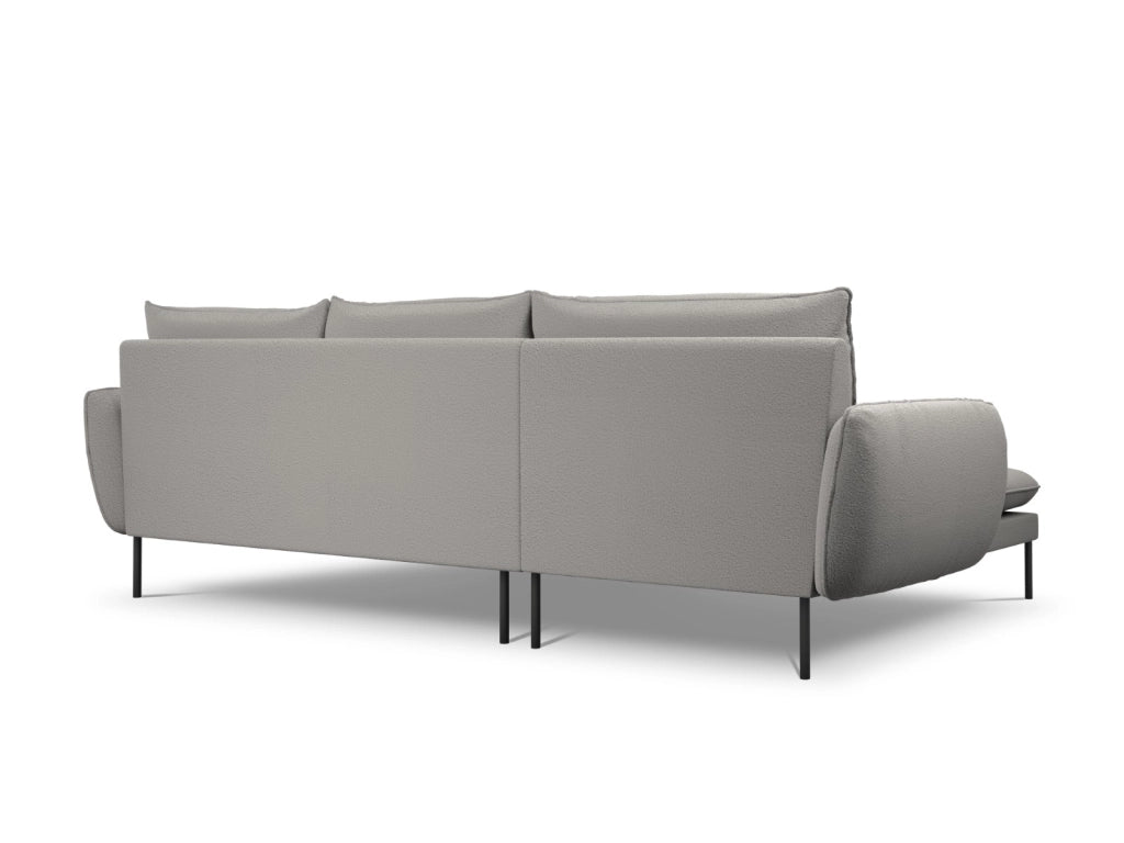 Cosmopolitan Design - Divano angolare sinistro "Vienna" 5 posti in bouclé grigio 