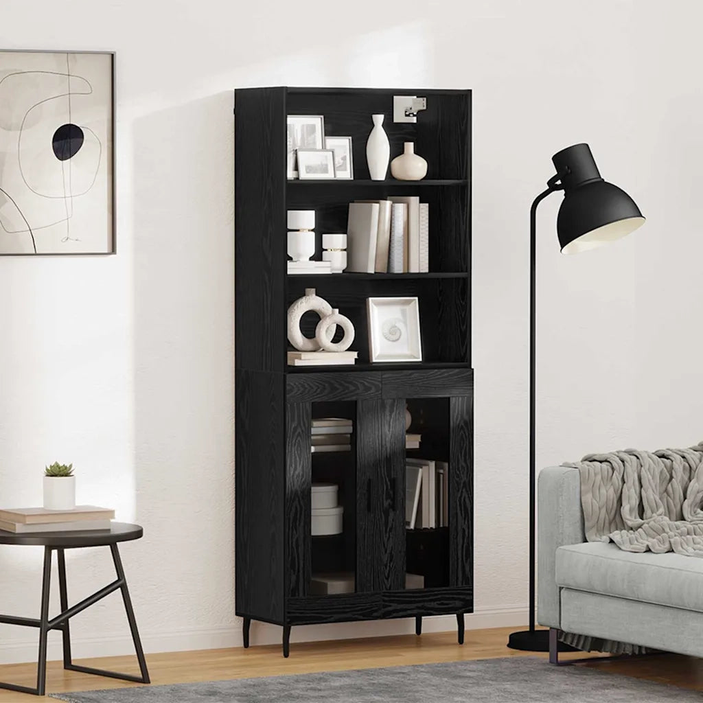 Credenza | Madia | Buffet da pranzo | Armadio da pranzo Rovere Nero 69,5 x 34 x 180 cm