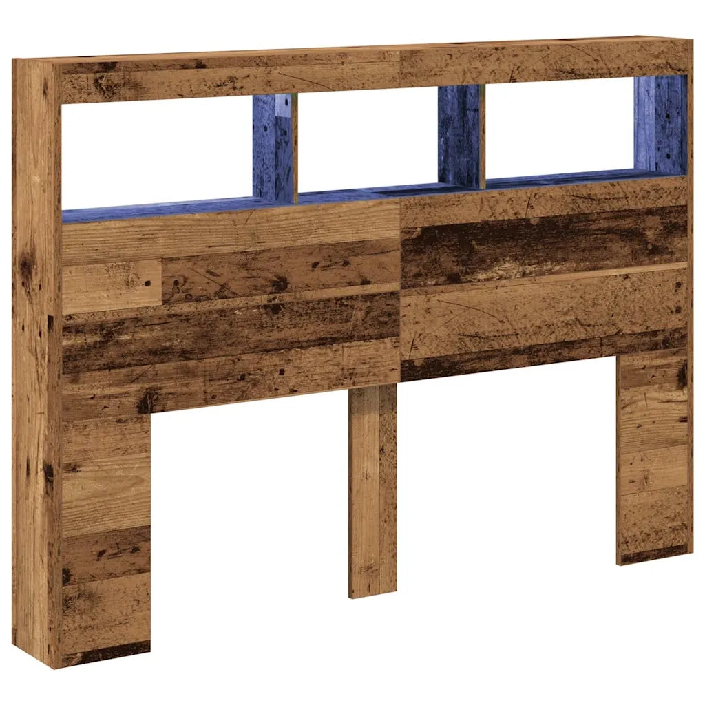 Testiera | Testata con Contenitore a LED Legno Antico 140x17x102 cm
