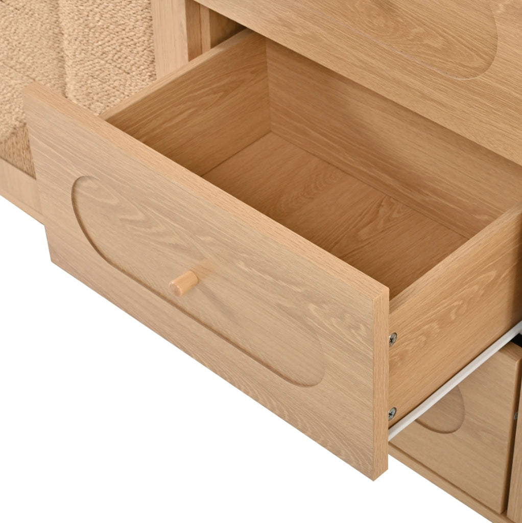 Sideboard 140x40x80 cm con 2 ante e 3 cassetti in MDF e truciolare naturale