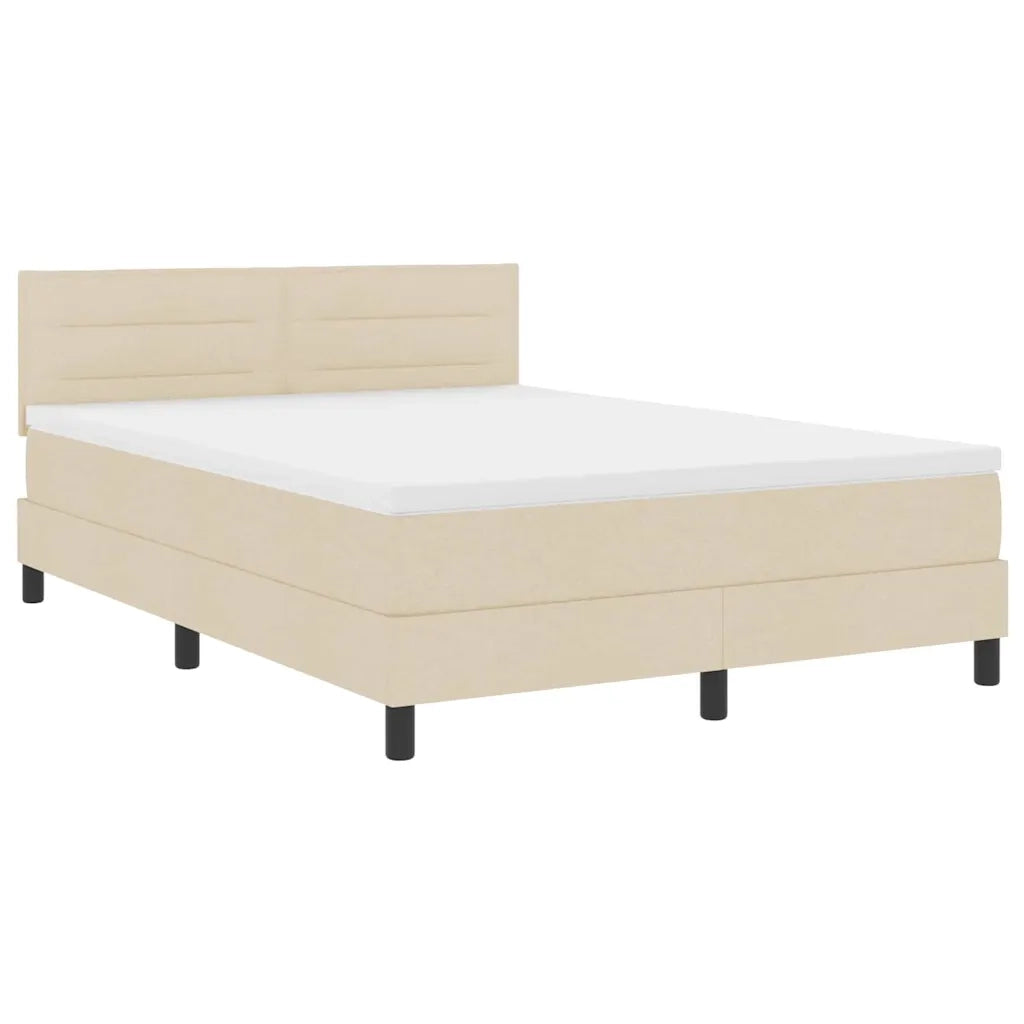 Letto a molle con materasso con led Crema 160 x 200 cm Tessuto