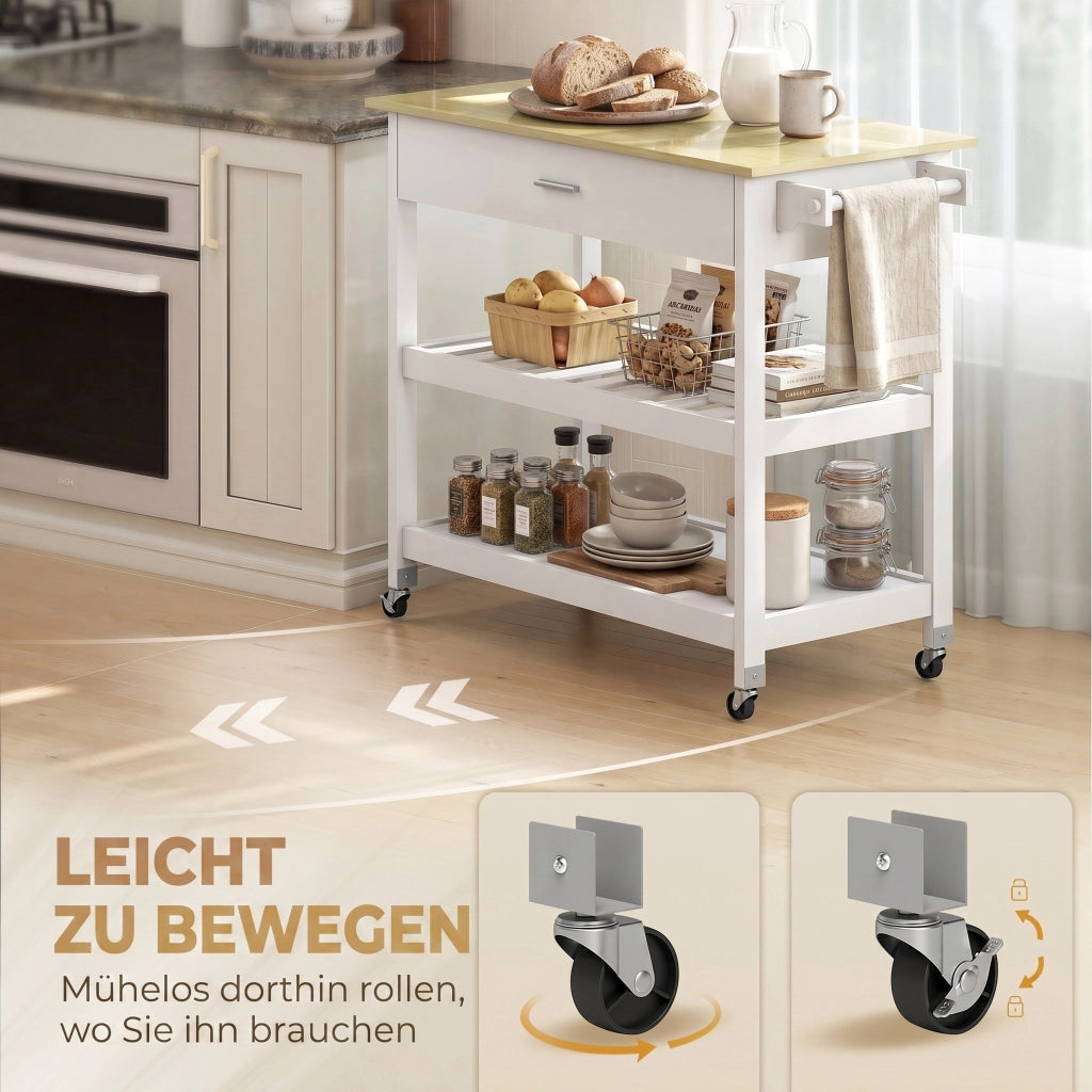 Carrello da cucina con ripiani ¨C zephmum ¨C Bianco