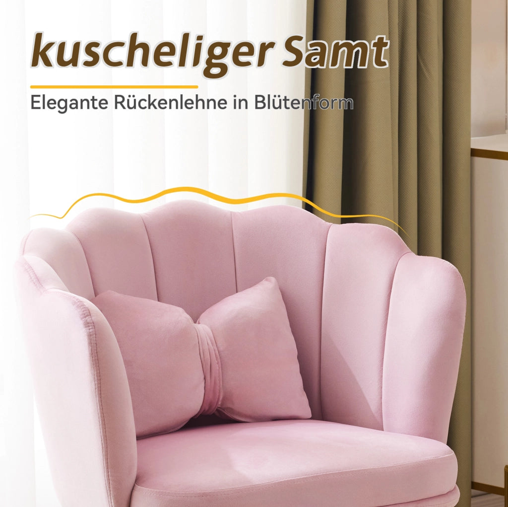 Set di 2 sedie moderne in velluto con design a foglia, gambe in metallo dorato e cuscini decorativi per soggiorno e camera da letto