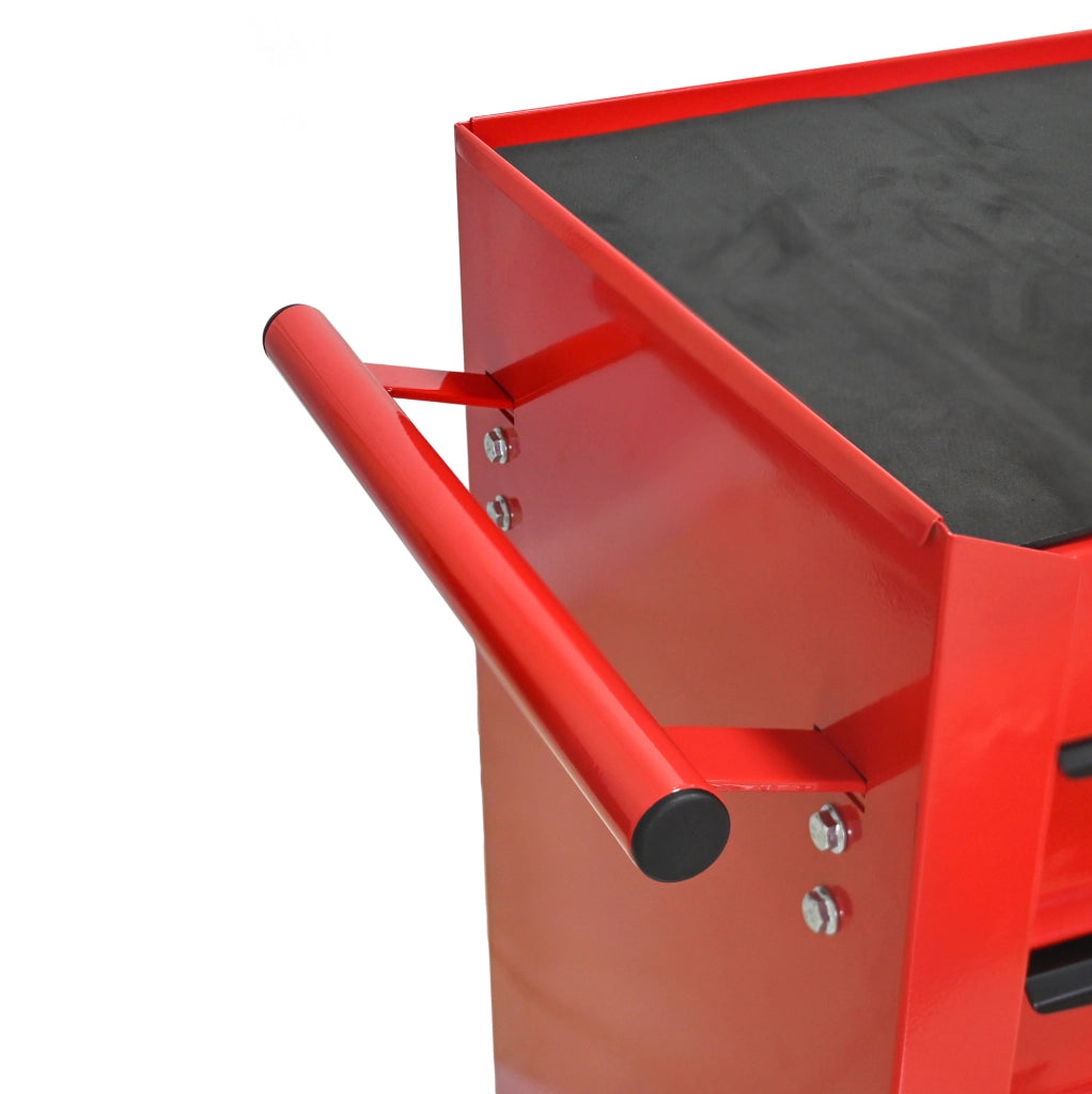 Carrello portautensili in acciaio con 4 cassetti e ruote, 60x33x77,5 cm, rosso e nero