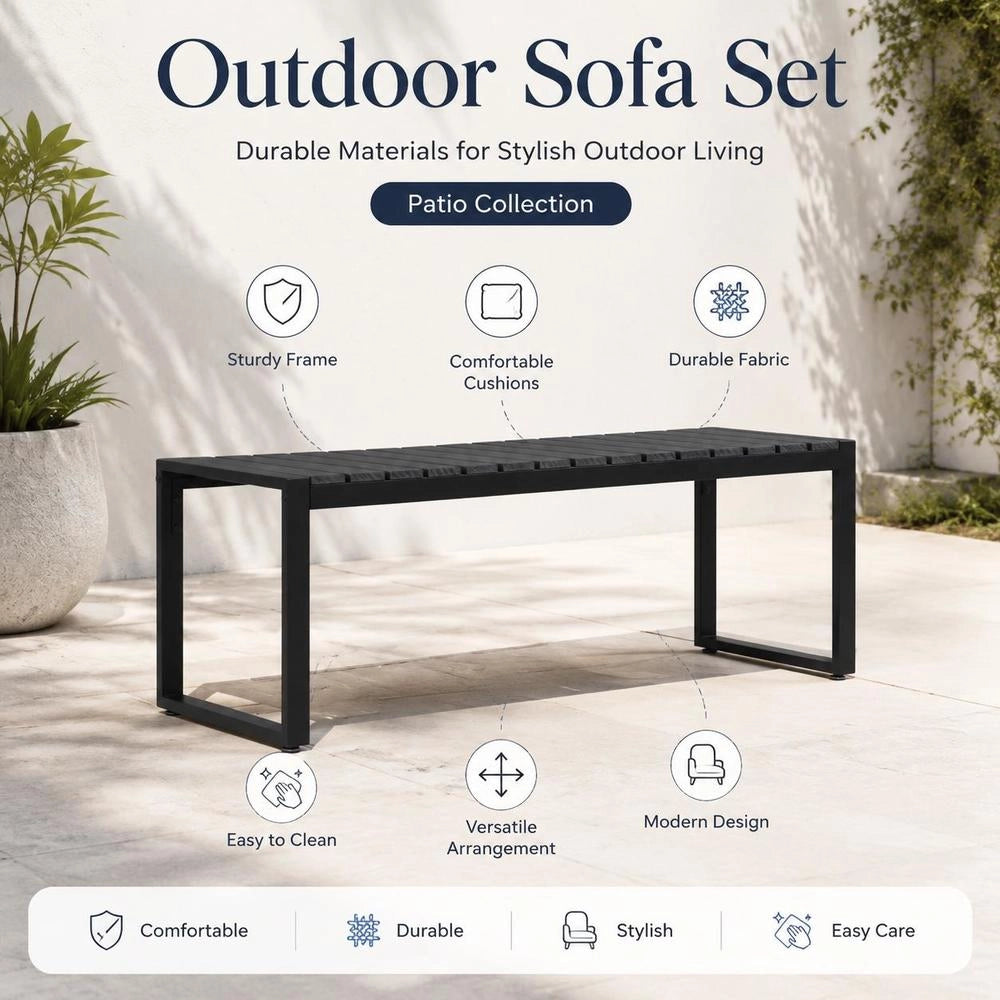 Garden Bench 120.5 Cm PS Board Black