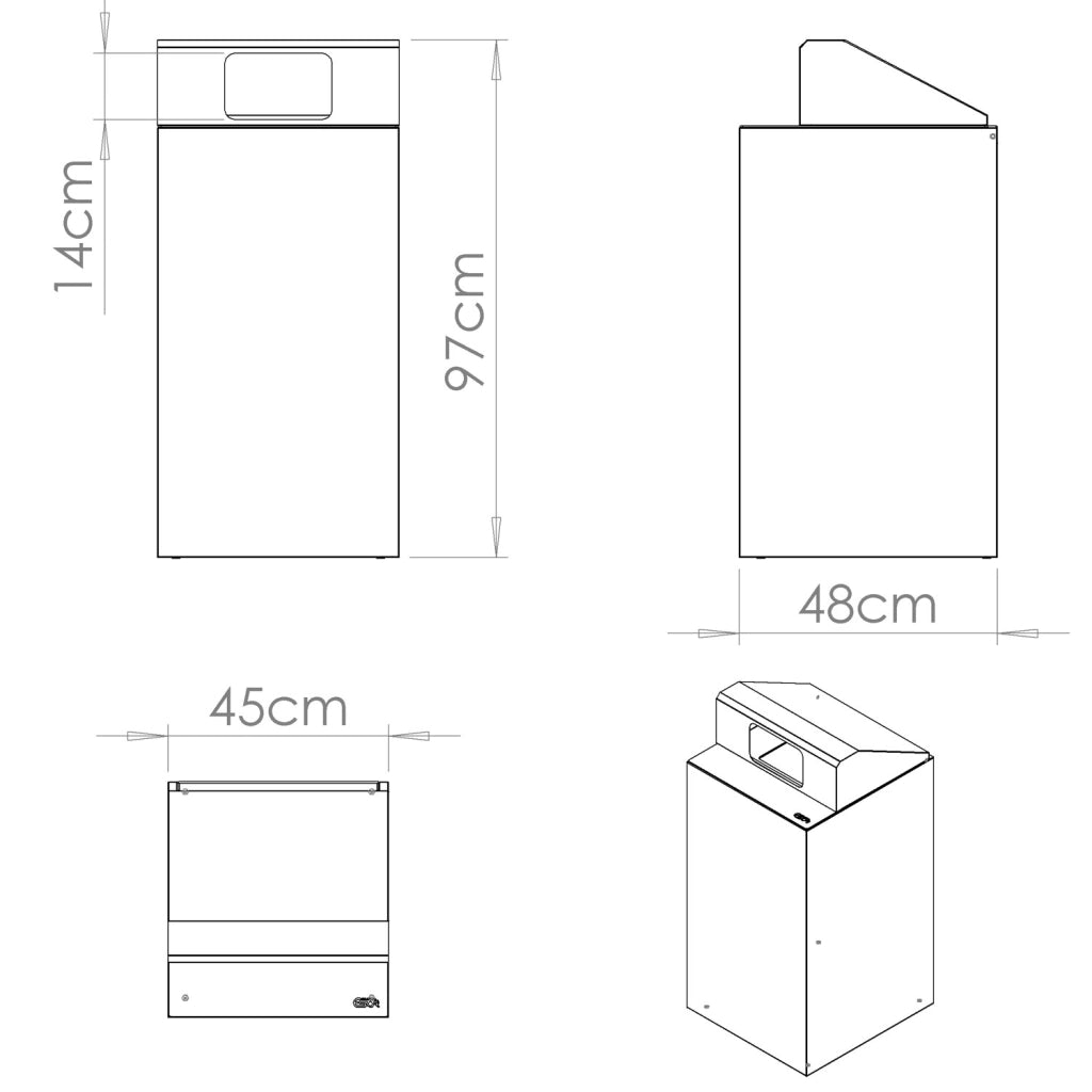 Contenitore per Raccolta Differenziata Capacità 100 L con Etichette 45x50x96 cm in Acciaio Verniciato Bianco