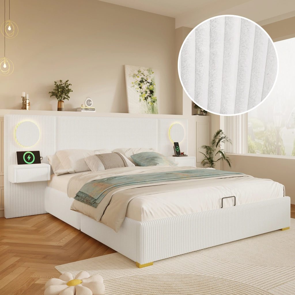 letto imbottito velluto beige 180 x 200 cm