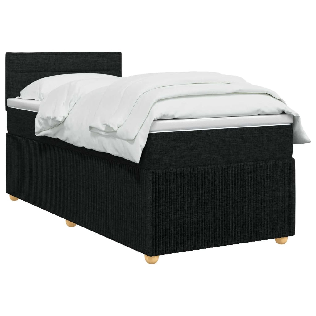 Letto box spring con materasso Nero 100 x 200 cm Tessuto 3451393