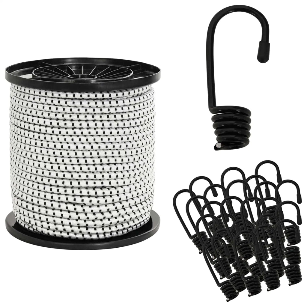 Corde Bungee con Ganci 6 mm Nero e Bianco PP e gomma 42047670