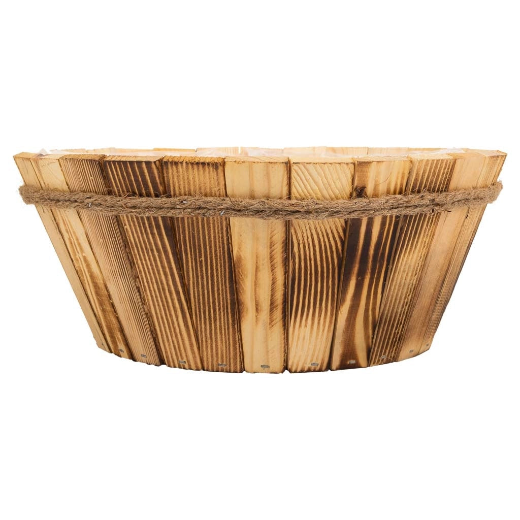 Cesto in legno e corda marrone d33x14h