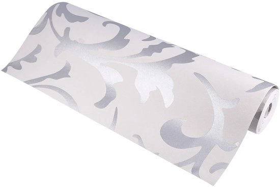 Veloce Decorazione per Parete Luxe con Tessuto Geëmbosseerd - Impermeabile - Disegno Foglie - Antibatterico - 0,53m x 10m - Decorazione per Parete