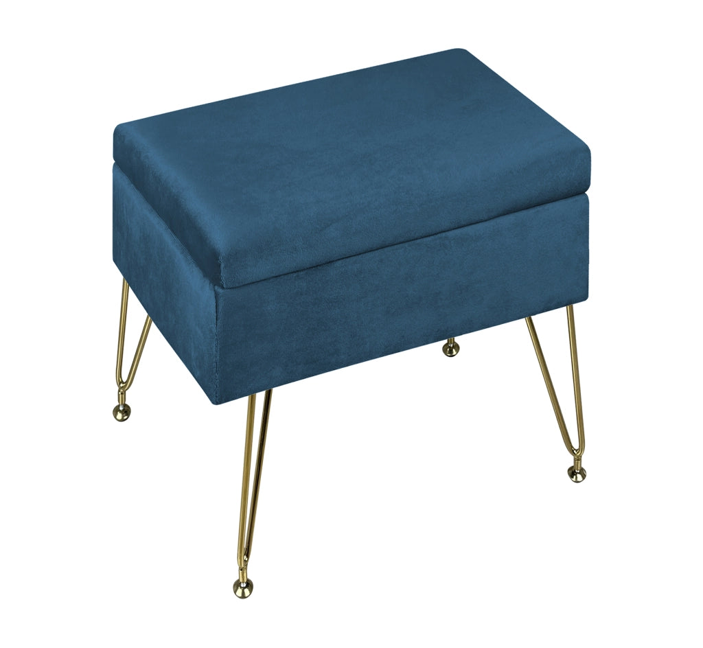 Pouf Panca Imbottita Divanetto In Velluto Contenitore PortaOggetti Panca Sgabello A Pie Di Letto Con Gambe In Metallo Dorato Cassapanca Scarpiera Ingresso Legno Massello Panchina  - Petrolio