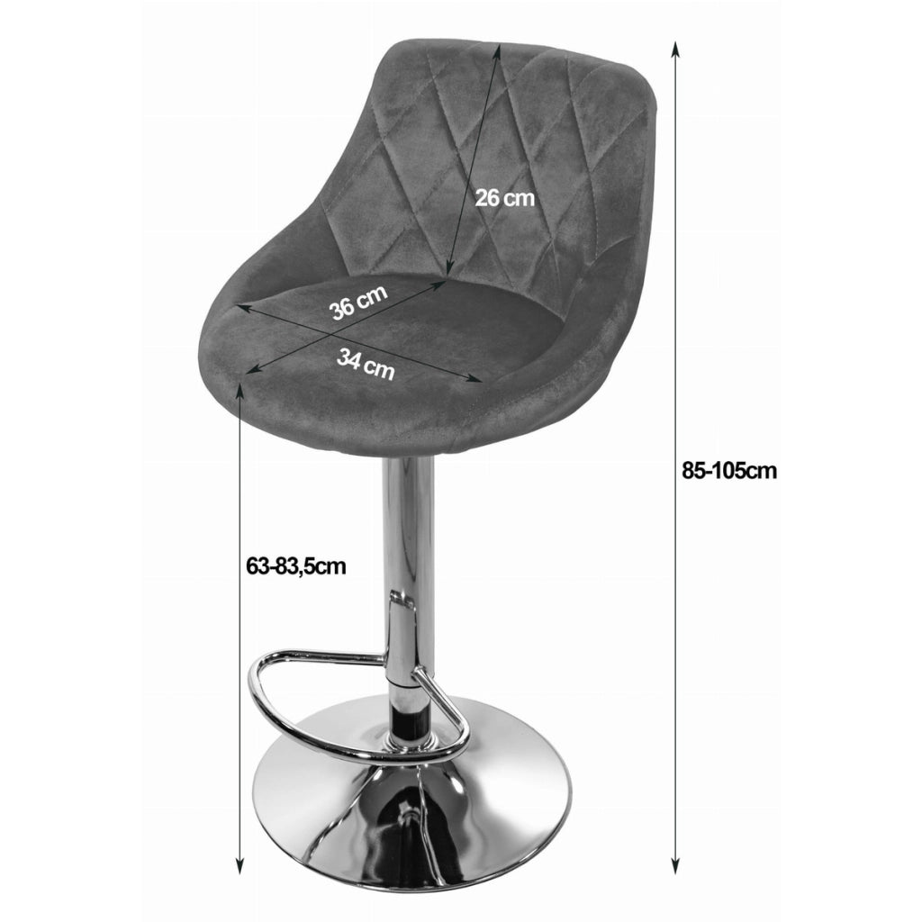 Set di 2 Sgabelli da Bar Kast in Velluto Nero e Cromo