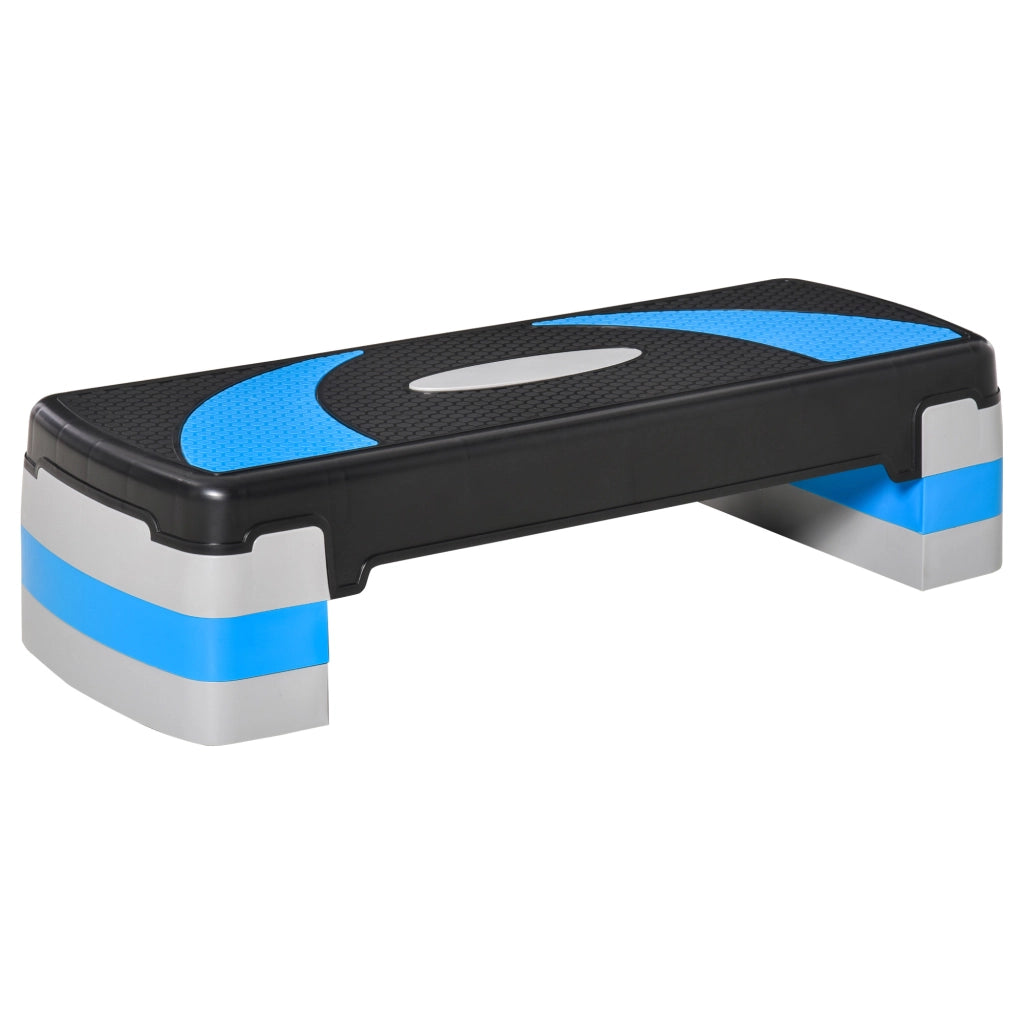 Stepper, stepper aerobico, altezza regolabile su 3 livelli (10/15/20 cm), attrezzo fitness per uso domestico, portata massima 150 kg, colore azzurro,