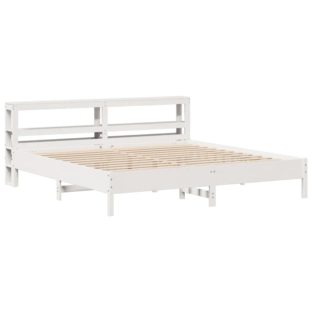 Letto senza Materasso-Struttura Letto Bianco 180x200 cm Legno Massello di Pino 591316