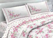 Completo Lenzuola In 100% Cotone Fantasia Cloe - Singolo - Rosa