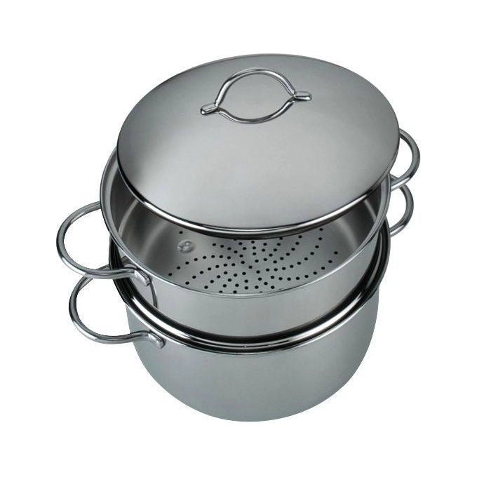 Barazzoni 475053520 VaporSet Set Vapore 2 in 1 Acciaio Inox 18-10 Capacita' 2.7 L Adatto Induzione Lavabile in Lavastoviglie colore Acciaio