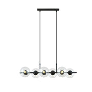 Lampadario a sospensione RORY 6 luci nero trasparente