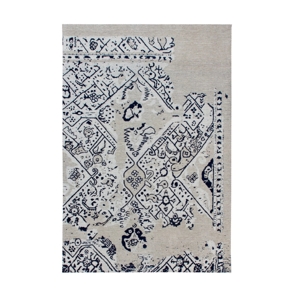 Tappeto Jacquard River 110 in cotone grigio e nero