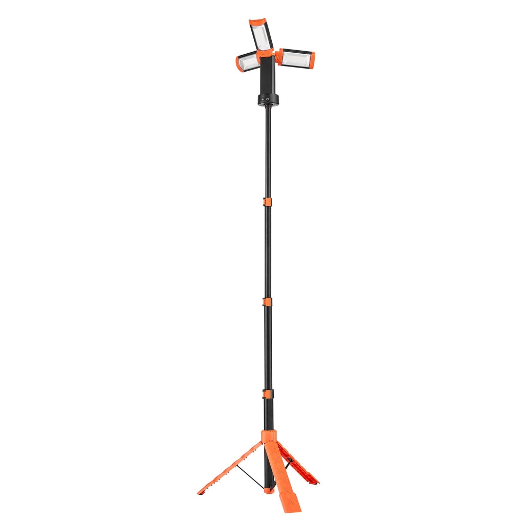 Lampada da Lavoro LED Ricaricabile 10 Ah 20W 2200lm con Treppiede Staccabile a 3 Teste Dimmerabile per Cantieri e Fai da Te