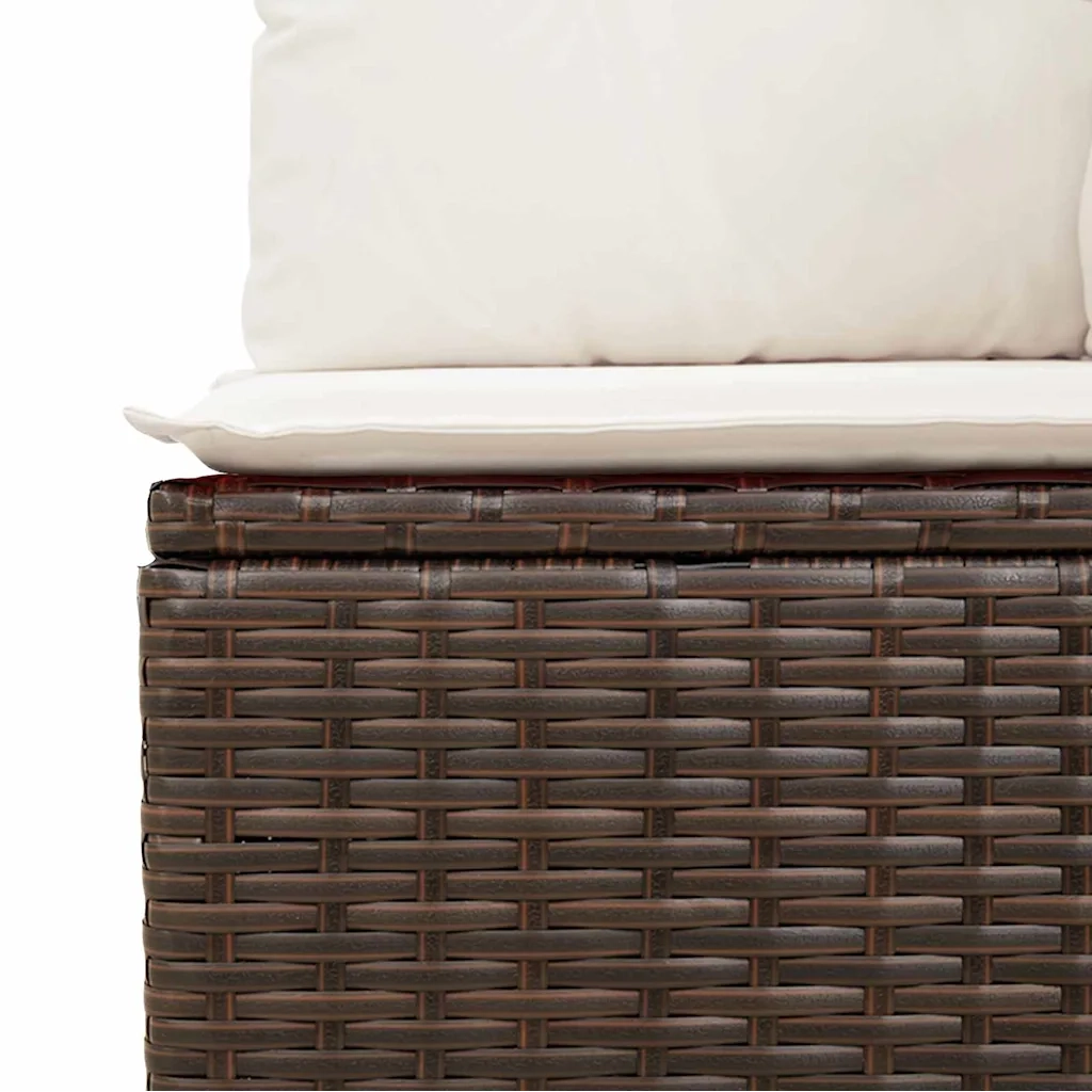 Set Divano da Giardino 9 pcs Marrone e bianco polyrattan