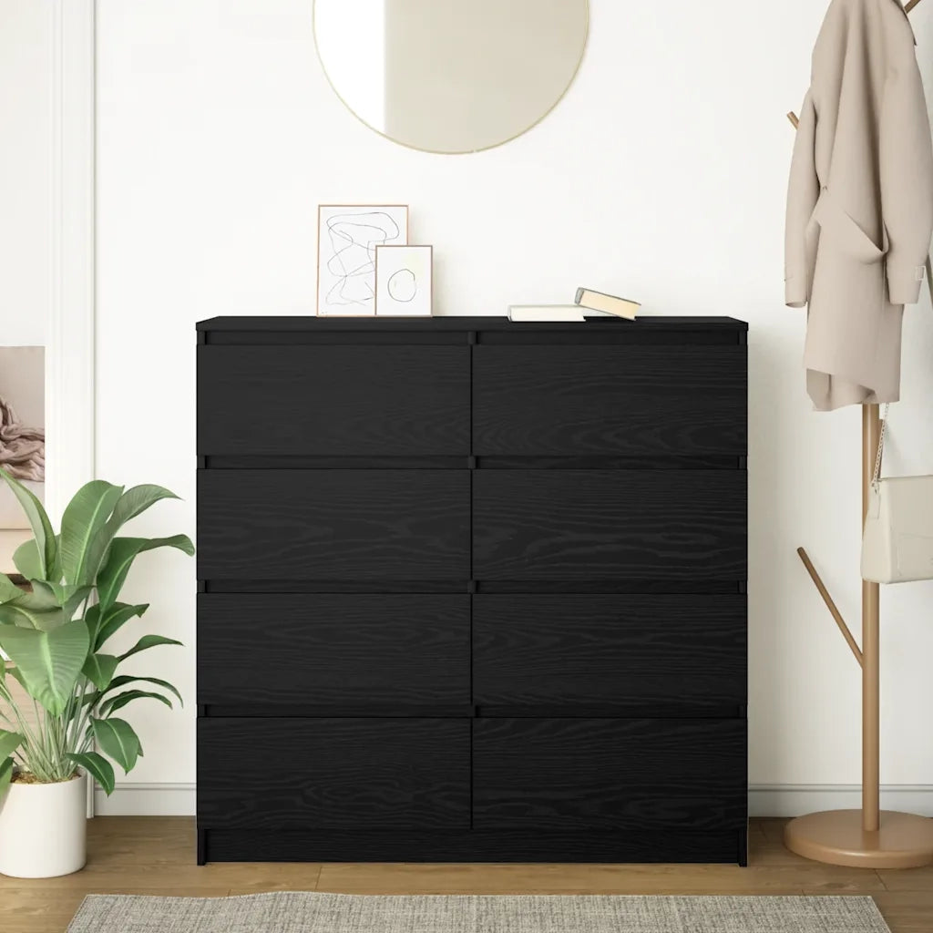 Credenza-Buffet-Armadio da cucina Rovere Nero 100x35x99 cm in Legno Multistrato