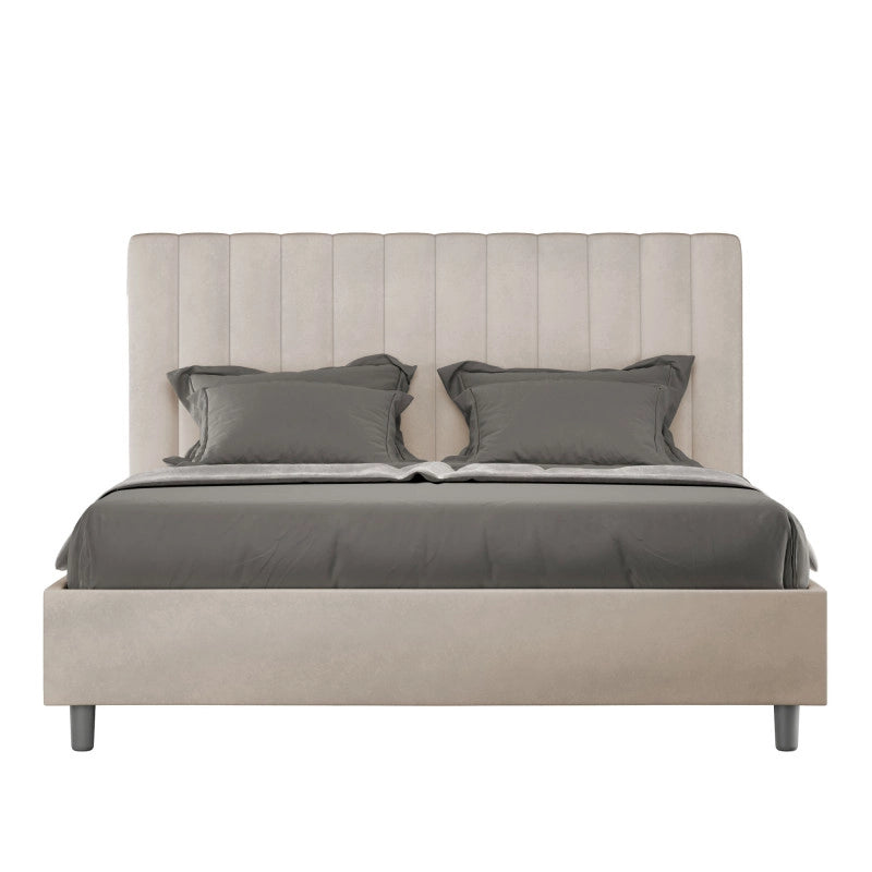Letto imbottito Piazza e mezzo 130x210 cm Agueda - Con rete,Microfibra,Sabbia