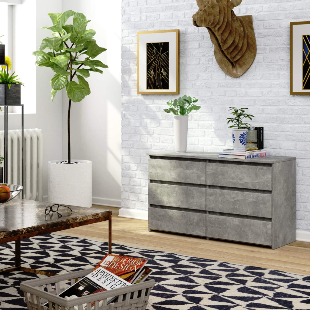 Cassettiera CL100 compatta AKORD Cemento 100 cm 6 cassetti 100x35x57 cm