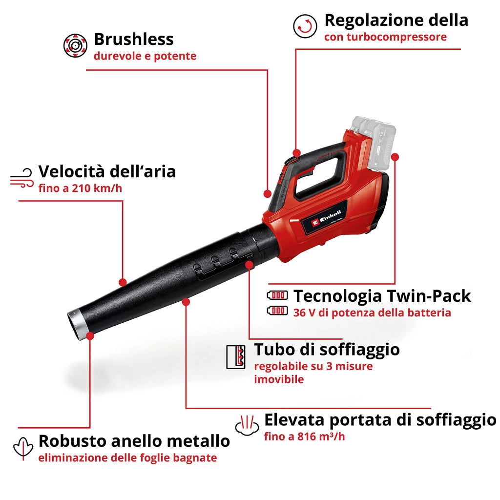 Soffiatore a Batteria 36 V (18V X2) (gplb 36 210 Lie) Einhell