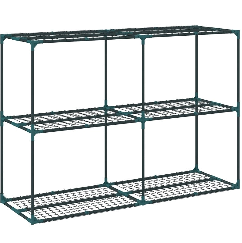 Portapiante 3 livelli 143x48x100 cm verde scuro, acciaio con ripiani