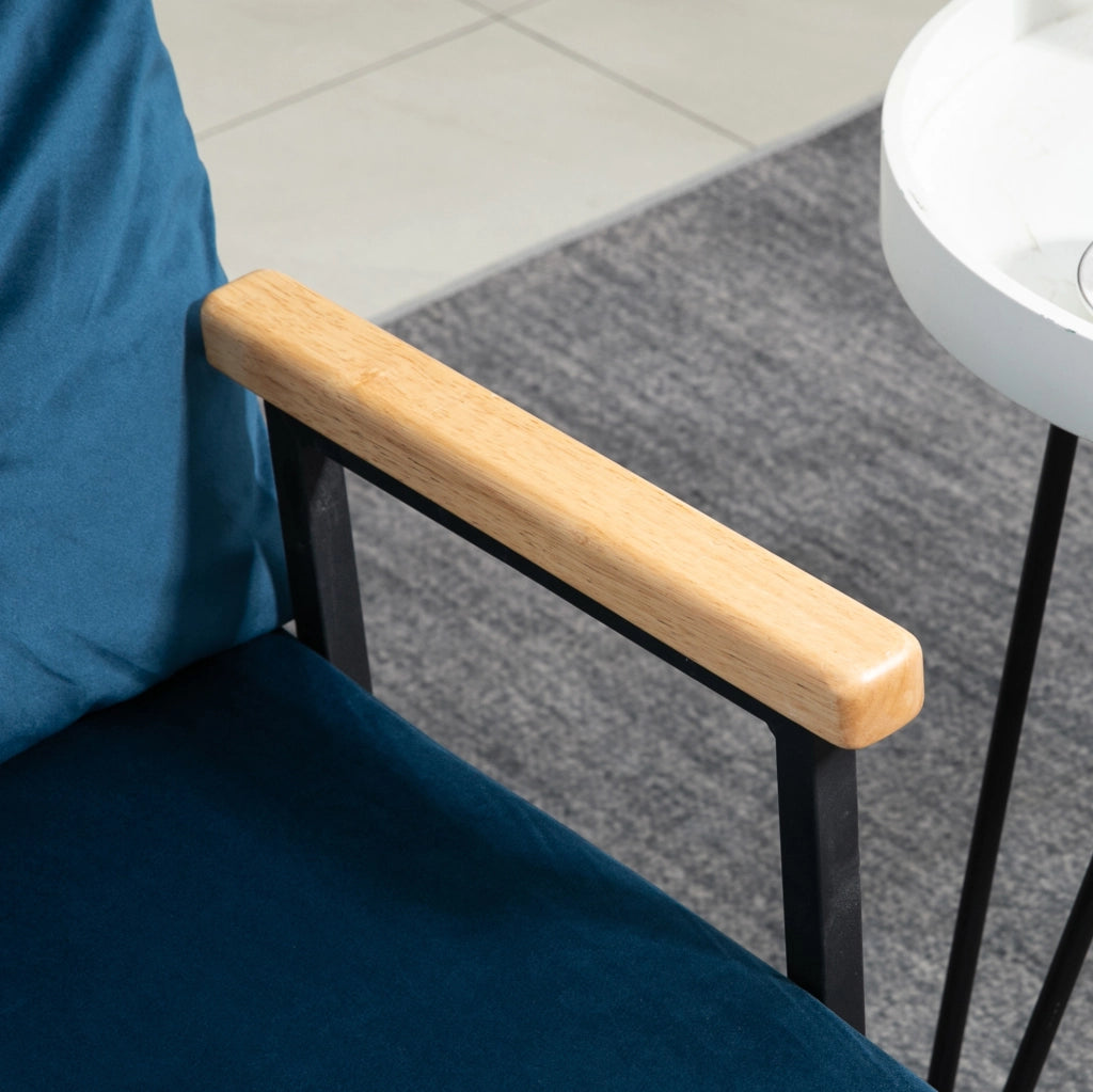 Poltrona letto 102x73x81 cm reclinabile fino a 180° con struttura in acciaio blu