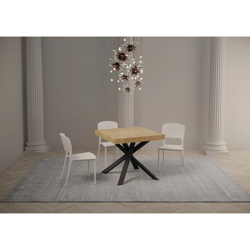 Tavolo allungabile 90x90/194 cm Clerk piano - gambe Antracite - Quercia Natura