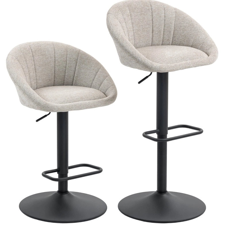 Set 2 sgabelli da bar girevoli beige con braccioli