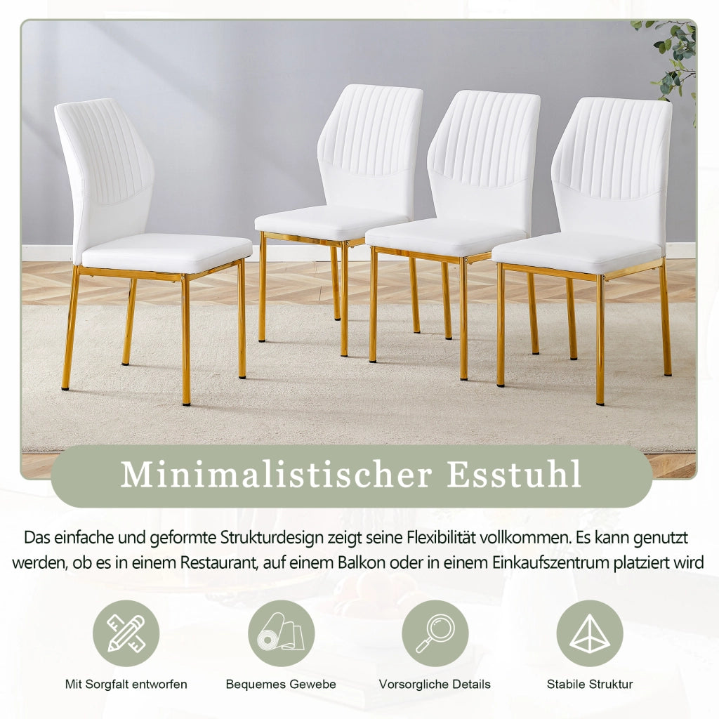 SEDIA da pranzo Set da 4 pezzi 93 cm Bianco/Oro PU