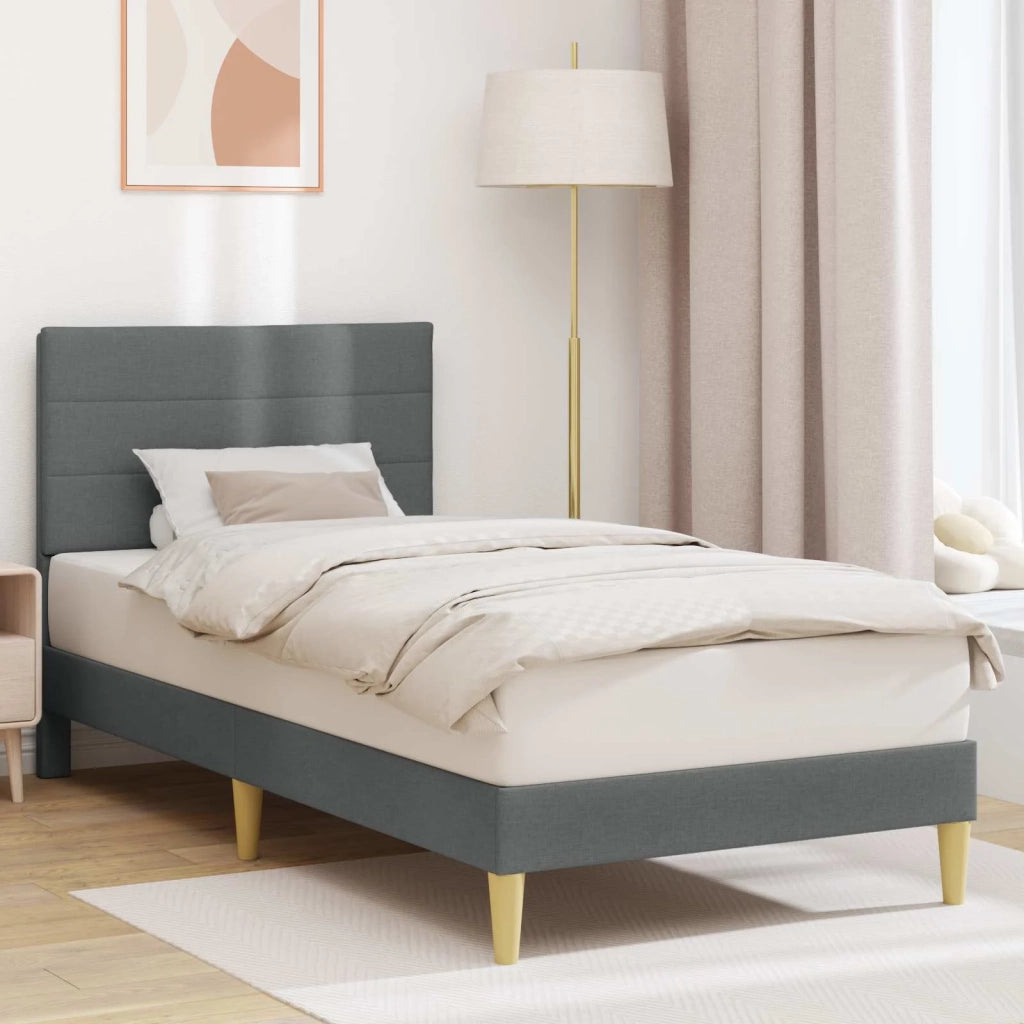 Letto singolo | Letto per adulti | Struttura del letto Grigio Scuro 90 x 200 cm Tessuto