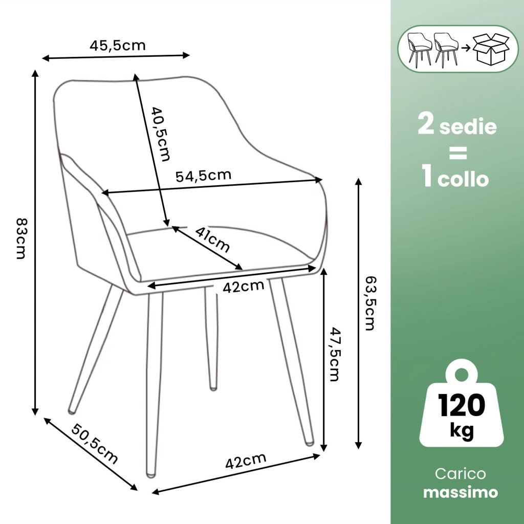 Set di 2 Sedie in velluto liscio ESTELLE Nero gambe oro