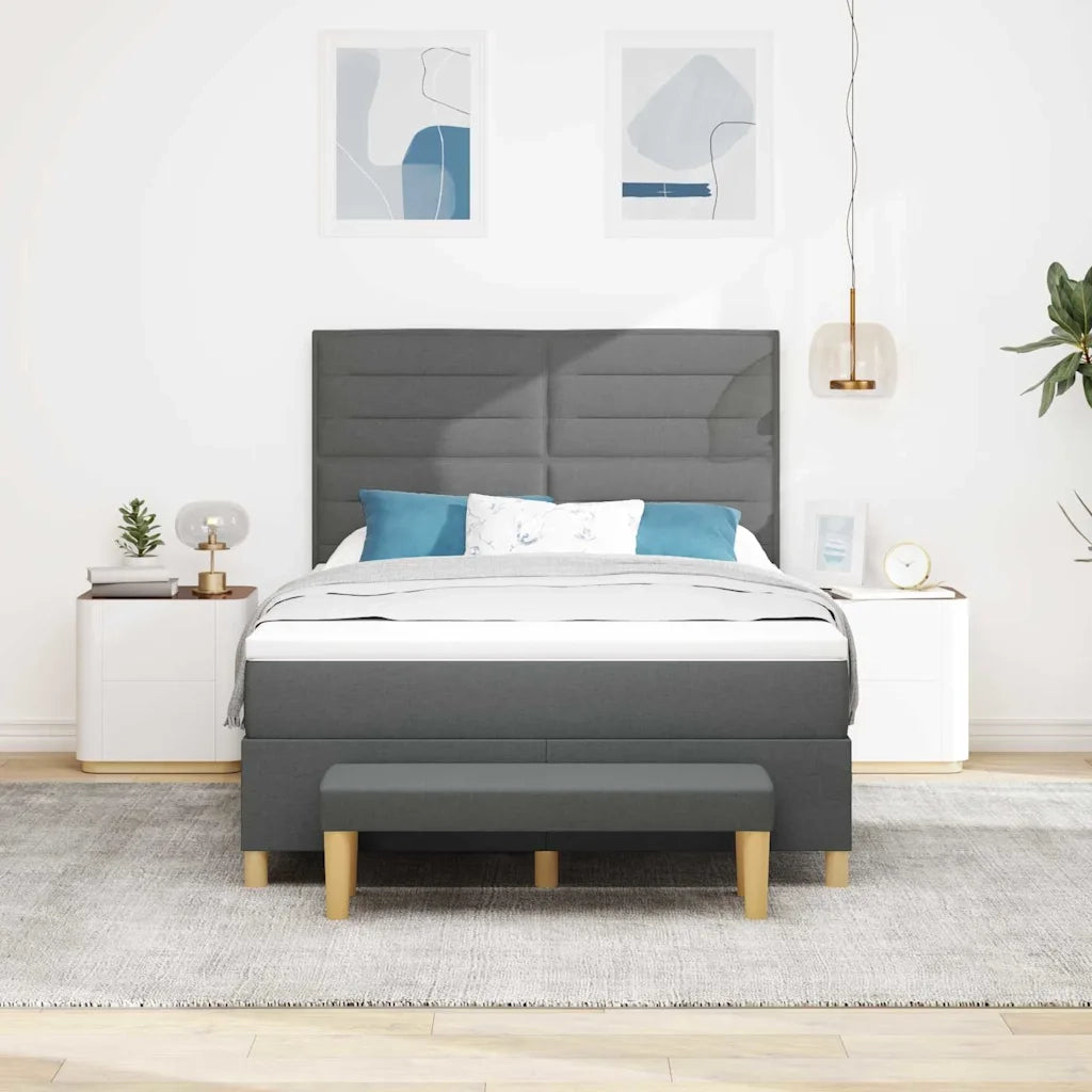 Letto a molle con cuscino Grigio scuro 200 x 140 cm Tessuto 3344227