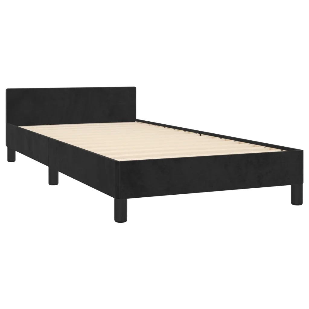 Letto singolo | Letto per adulti | Giroletto con Testiera Nero 80x200 cm in Velluto