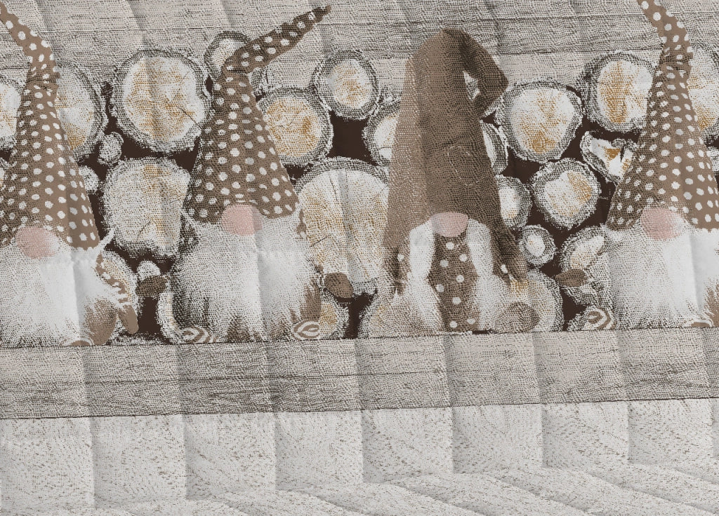 Copridivano Trapuntato Disegno Gnomi Colore Beige - Poltrona - Beige