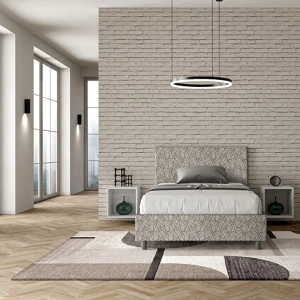 Letto una piazza e mezza con rete imbottito 120x200 tessuto Era 2 grigio Adele