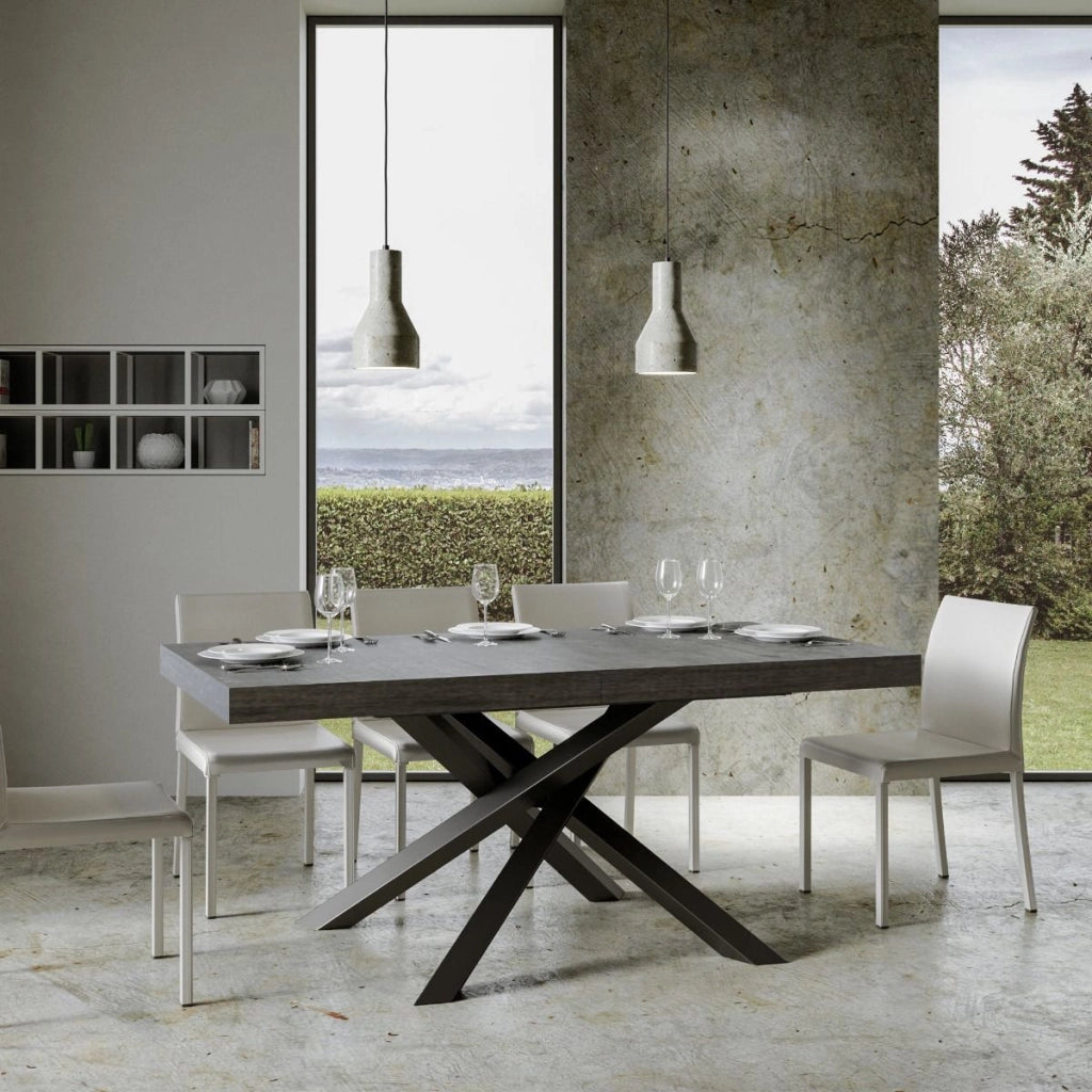 Tavolo Allungabile 140-400x90x77 cm Volantis Cemento Telaio Antracite