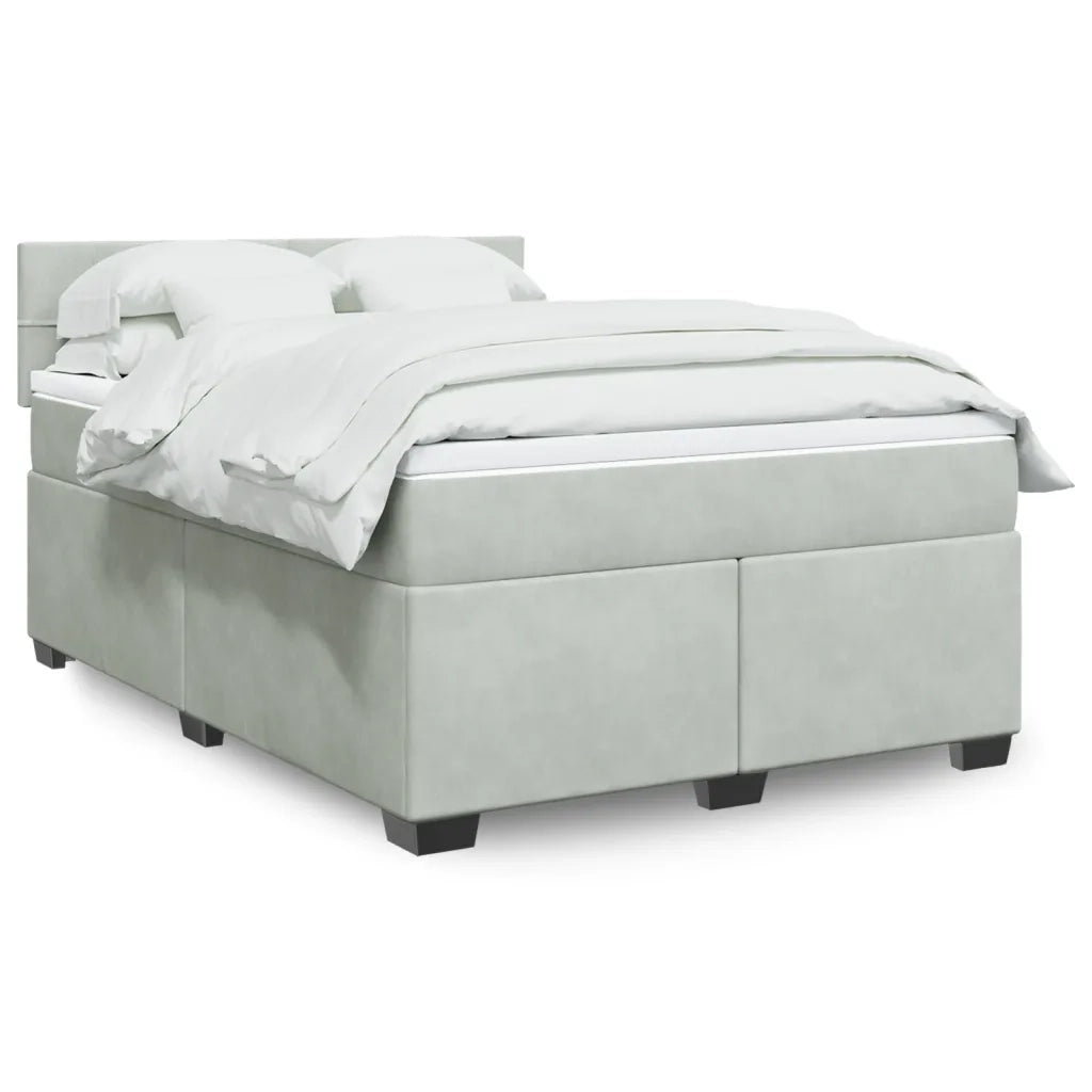 Giroletto a Molle con Materasso Grigio Chiaro 140x200cm Velluto