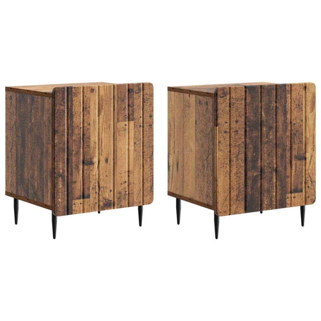 Set di 2 Comodini | Armadio da Notte | Mobiletto da notte Legno antico 43 x 34,5 x 52 cm