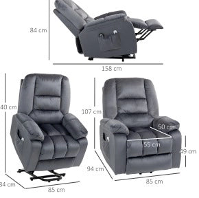 Poltrona Relax Elettrica con Funzione Alza Persona, Massaggi, Riscaldamento e Rivestimento in Velluto