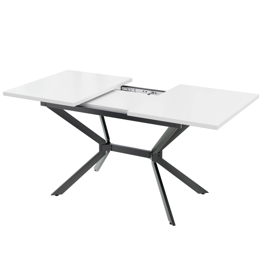 Tavolo da pranzo allungabile bianco 120-160x80 cm con gambe in metallo nero, per 4-6 persone