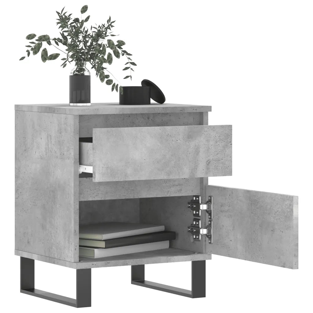 Comodini 2pz Grigio Cemento 40x35x50 cm in Legno Multistrato 830693