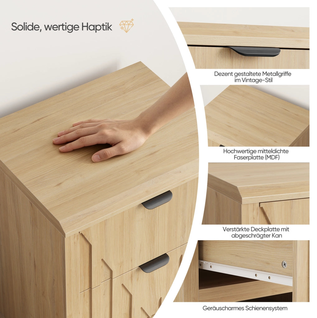 Comodino con cassetto effetto rovere in MDF