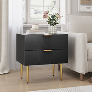 COMODINO Moderno con 2 cassetti Nero MDF e metallo